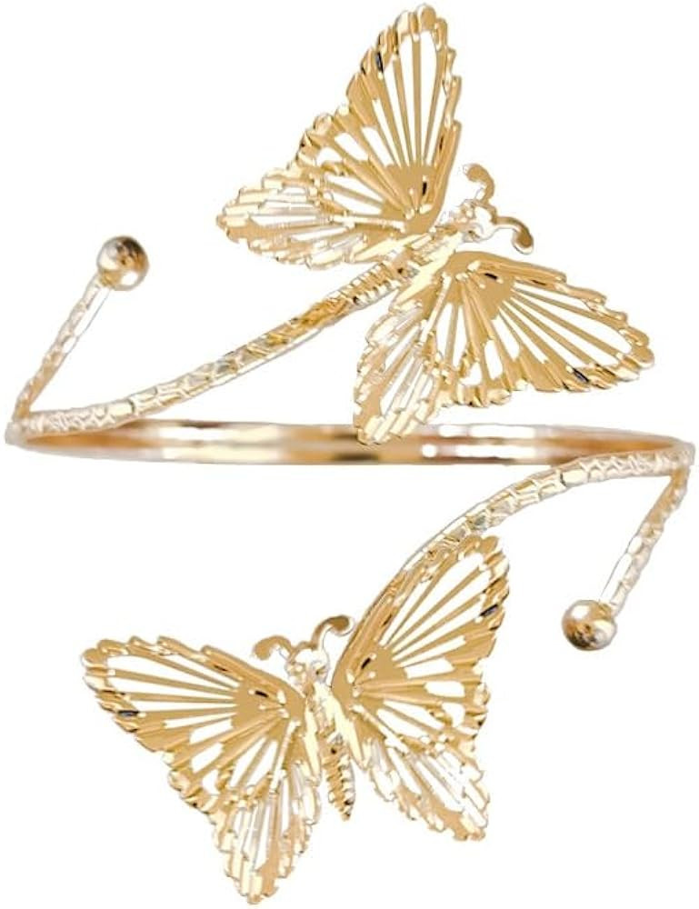 Caiyao Boho Upper Arm Bracelet Cuff Bangle Gold Silver Butterfly Cuff Bracelets Mental Open Upper... | Amazon (US)