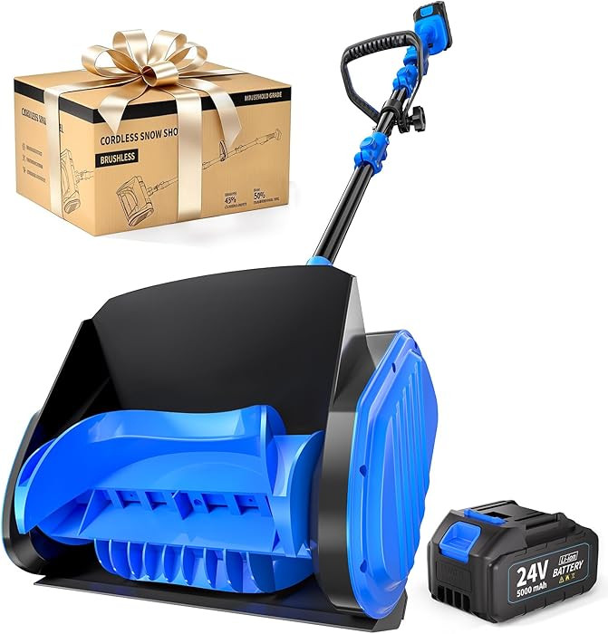Electric Cordless Snow Shovel, 14.4-Inch | 24V | 5.0Ah Brushless Cordless Snow Blower with Batter... | Amazon (US)