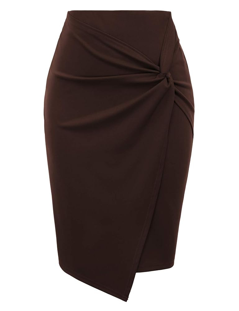 Kate Kasin Wear to Work Pencil Skirts for Women Elastic High Waist Wrap Front Knee Length Bodycon... | Amazon (US)
