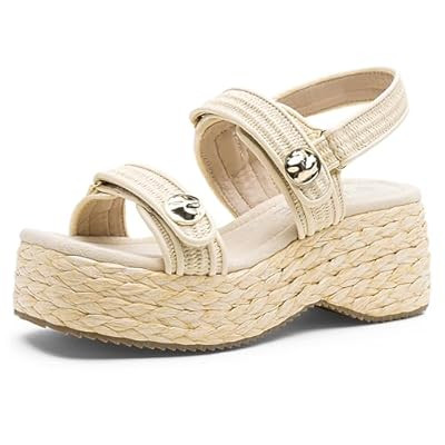 Vepose Women's Woven Raffia Platform Wedge Sandals - 3 Inch Chunky… | Amazon (US)