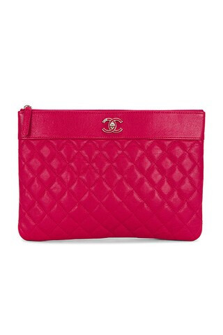 chanel Chanel Sheepskin Vintage Mademoiselle Medium O Case Clutch in Red - Red. Size all. | FWRD 
