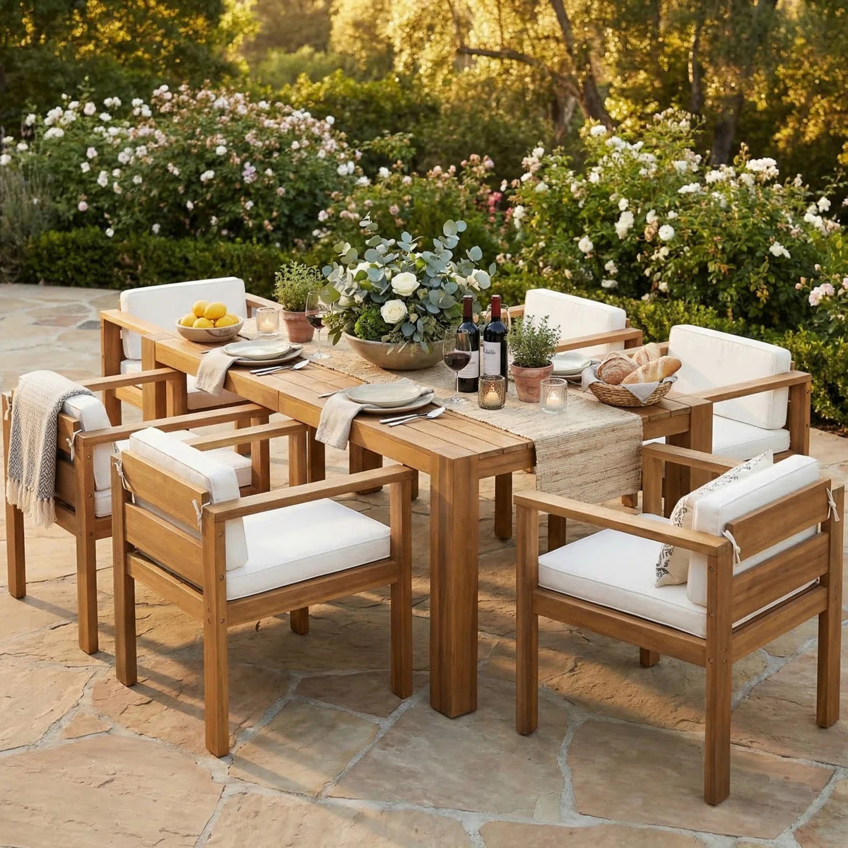 7-Piece Patio Dining Set for 6, Outdoor Furniture Sets with Rectangle Table, Patio Table and Chai... | Wayfair North America