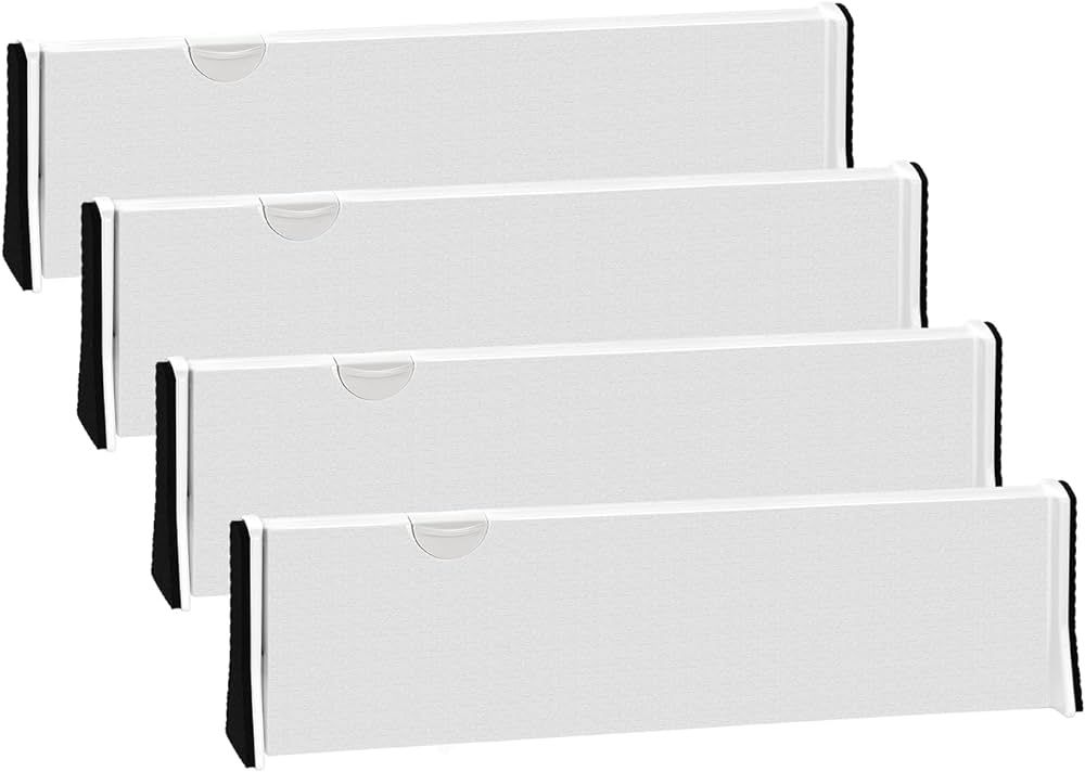 JONYJ Drawer Dividers Organizer 4 Pack, Adjustable Separators 4" High Expandable from 14.9-21" fo... | Amazon (US)