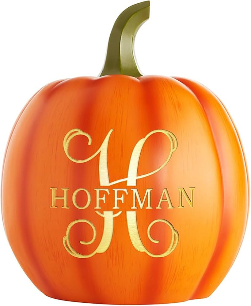 Let's Make Memories Personalized Light Up Pumpkin Decor Outdoor - Your Name & Initial on a Custom Pumpkin - Halloween Fall Decoration - Jack o Lantern - Outside or Inside - Large - Orange | Amazon (US)