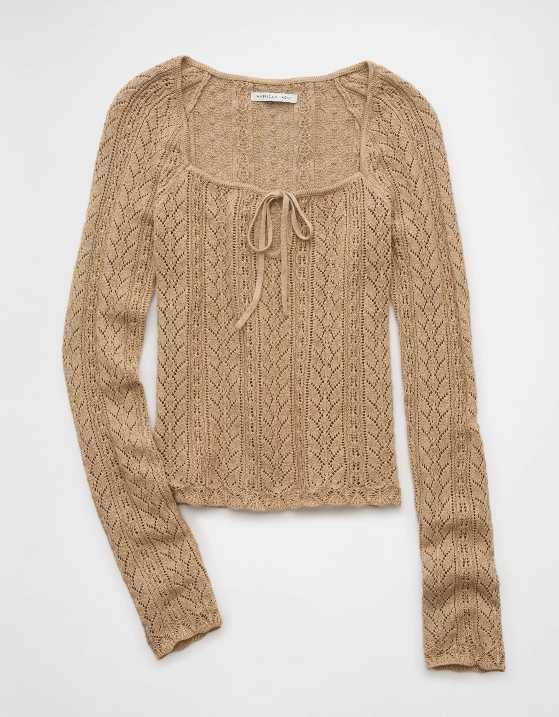 AE Square Neck Open Knit Sweater | American Eagle Outfitters (US & CA)