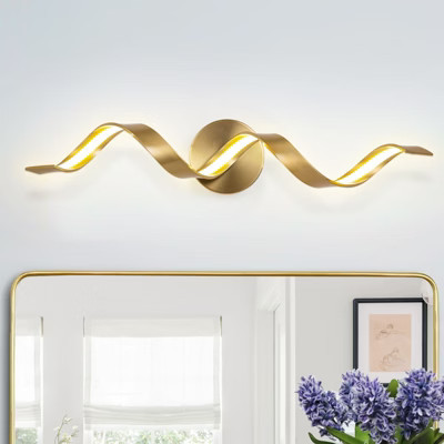 LLHZSY Modern Spiral Design LED Bathroom Vanity Light Dimmable Wall Light - 23 3/5 Inch - Brass-3000K | Target