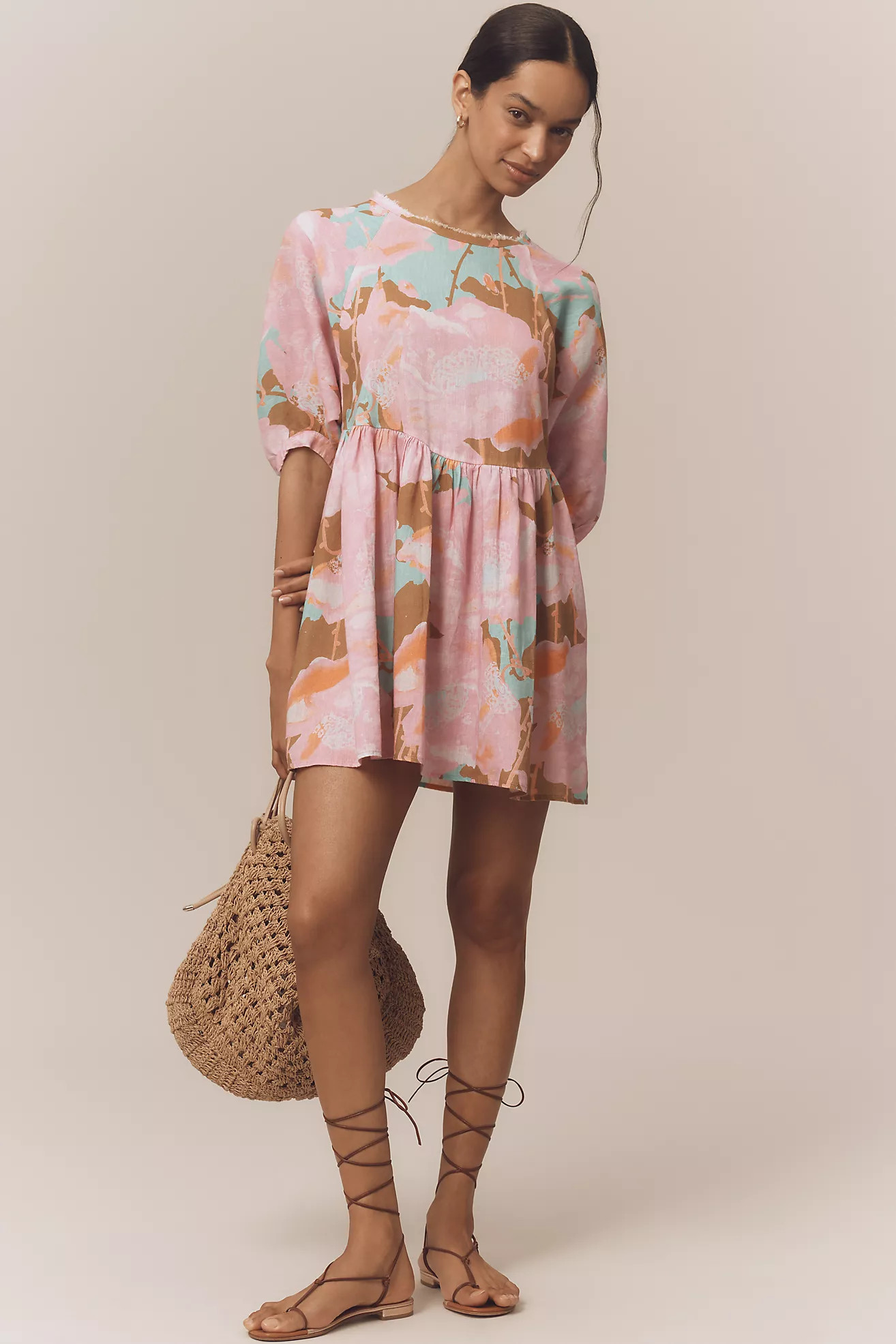 Lanhtropy Acala Linen Short-Sleeve Mini Dress | Anthropologie (US)