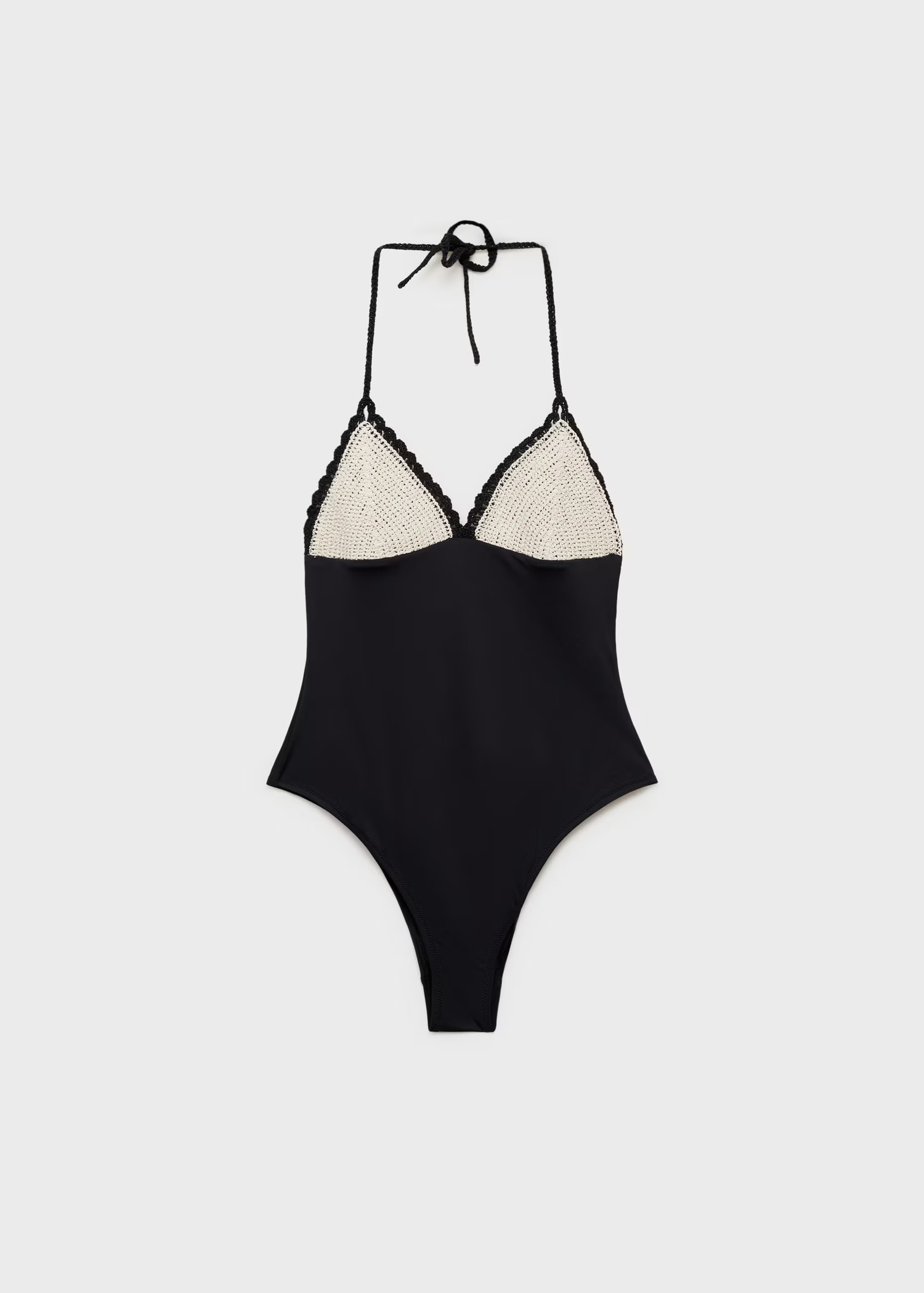 Combined knitted swimsuit with crochet appliqué - Women | MANGO United Kingdom | MANGO (UK)