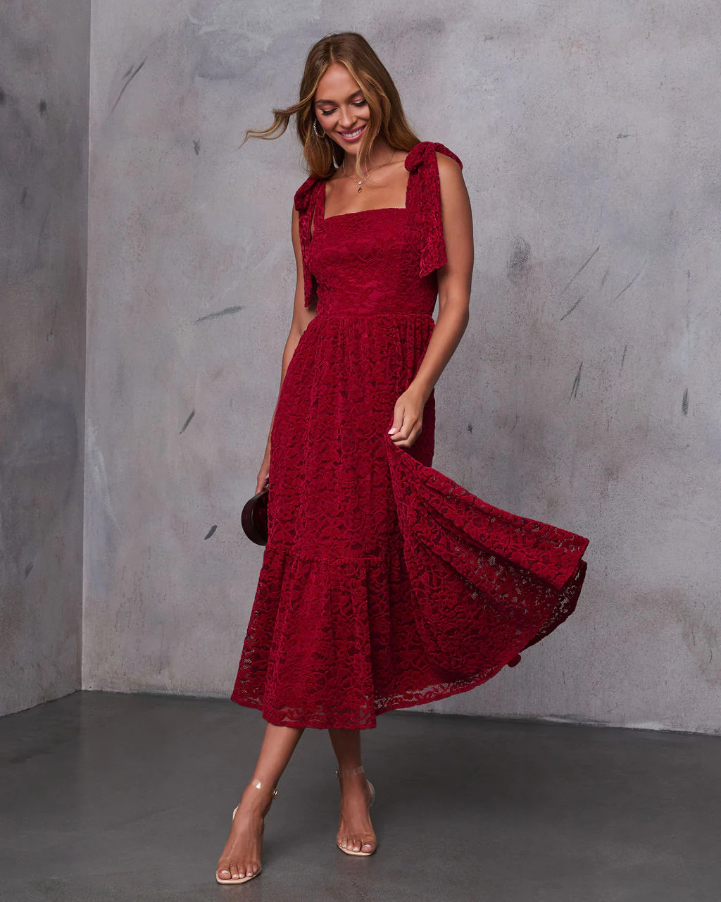 Sway Together Tiered Lace Midi Dress | VICI