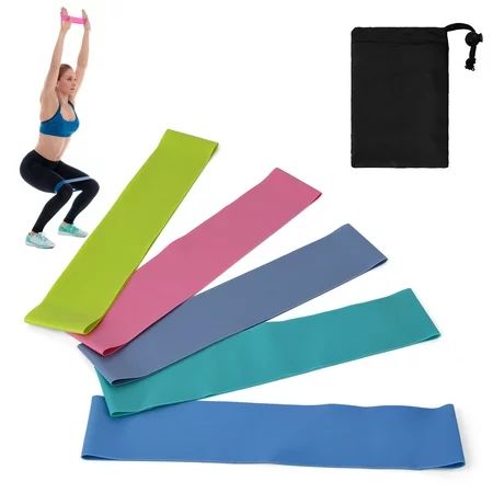 5 PCS Resistance Loop Bands with Storage Bag Elastic Booty Band Set for Yoga Fitness Home Gym Traini | Walmart (US)