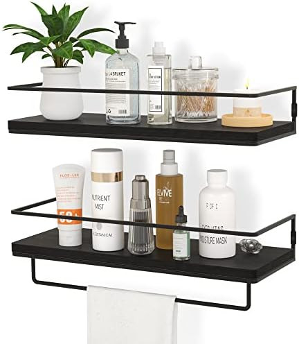 ZGO Floating Shelves for Wall Set of 2, Wall Mounted Storage Shelves with Black Metal Frame and T... | Amazon (US)