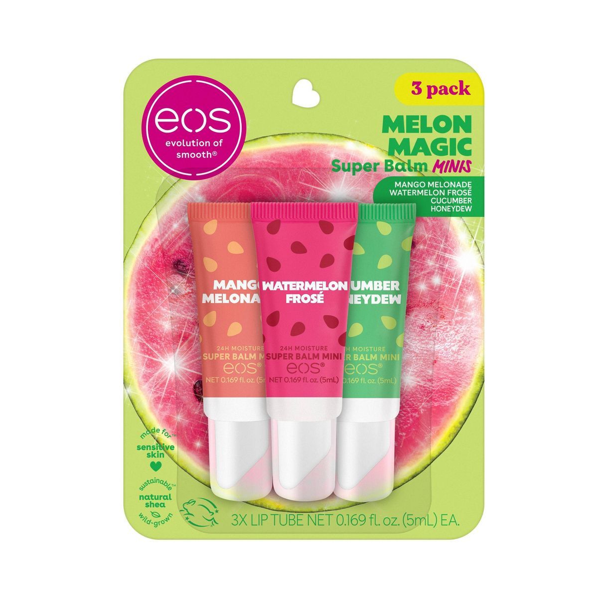 eos 24hrs Moisture Super Balm Minis - Melon Magic - 0.169 fl oz/3pk | Target