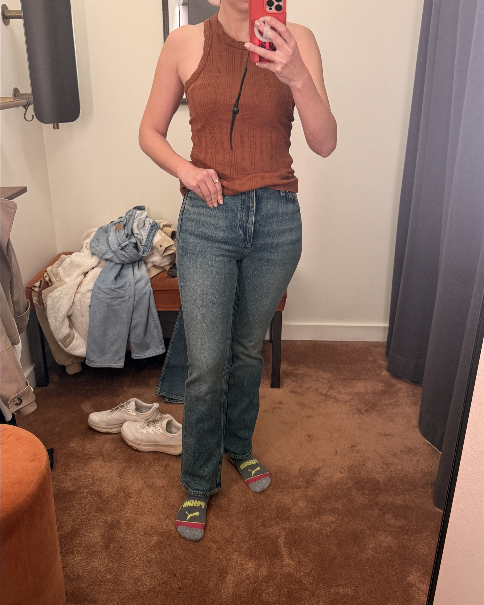 I went on a weeks long quest to find jeans that were worth the investment. And here are my top three that I purchased 
Rag and Bone Peyton High-Rise Caswell Full Length Bootcut Jean - 27 (could have gone for the 28 but the sales associate told me they stretch over time and to get the smaller size.
Paige Bookshelf Laurel Canyon high-rise flare - 27
FRAME Laurence The Vertical High Waist Relaxed Straight Leg Jeans - 26

Both the Frame and Rag & Bone jeans are more rigid denim while the Paige jeans have more stretch. 

All these styles are currently on sale which is a heck of deal as they are normally $200 plus.

I’m 5’9” 140lbs and these all hit at the perfect length. 

#LTKTravel #LTKSaleAlert