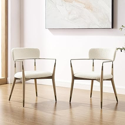 Art Leon Dining Chairs, Set of 2, Mid Century Modern Dining Room Chairs, Boucle Fabric Accent Cha... | Amazon (US)