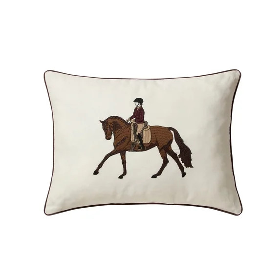 My Texas House 14" x 20" Ivory Embroidered Equestrian Decorative Pillow Cover | Walmart (US)