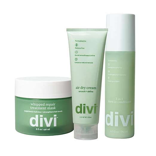 Divi Hair Care Styling Set, Shower Routine with Repair Mask, Leave-In Conditioner, and Air Dry Cr... | Amazon (US)