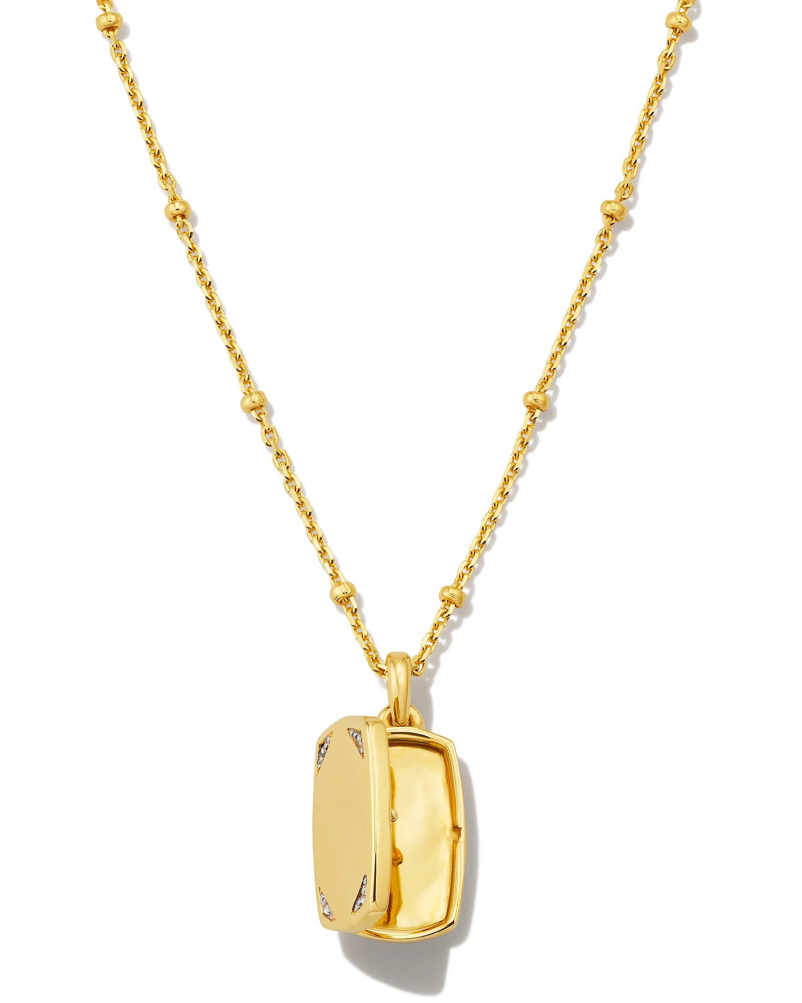Tinsley 18k Gold Vermeil Tiny Locket Necklace in White Topaz | Kendra Scott | Kendra Scott