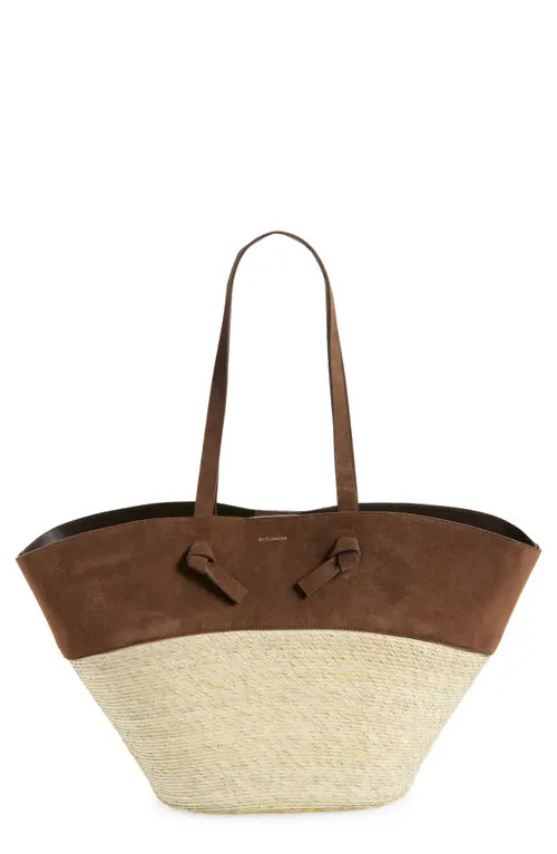Altuzarra Large Knot Straw & Leather Tote in Chocolate at Nordstrom | Nordstrom