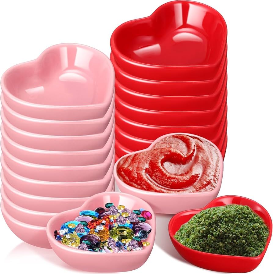 Ziliny 36 Set Valentine's Day Heart Shaped Bowls Ceramic Dishes Porcelain Side Seasoning Salad Ap... | Amazon (US)