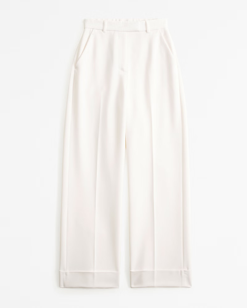 Cuffed Hem Tailored Wide Leg Pant | Abercrombie & Fitch (US)