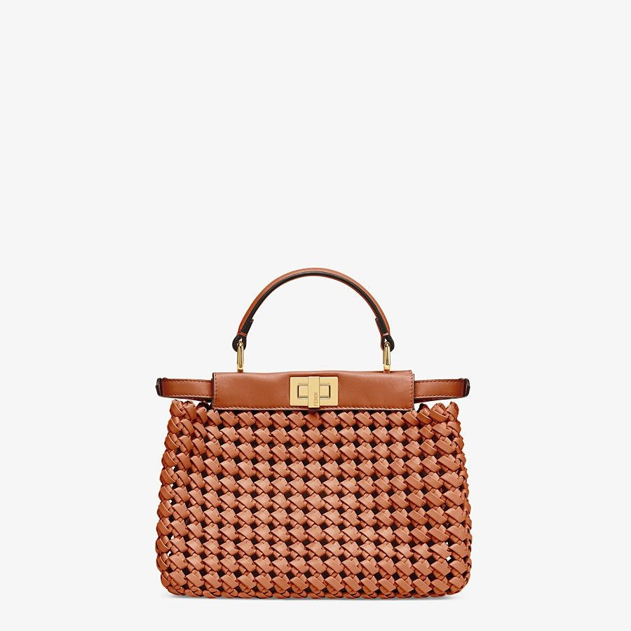 Brown leather interlace bag - PEEKABOO ICONIC MINI | Fendi | Fendi Online Store | Fendi