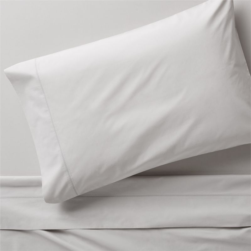 Favorite Organic Cotton Percale Dove Grey Twin/Twin XL Bed Sheet Set + Reviews | Crate & Barrel | Crate & Barrel