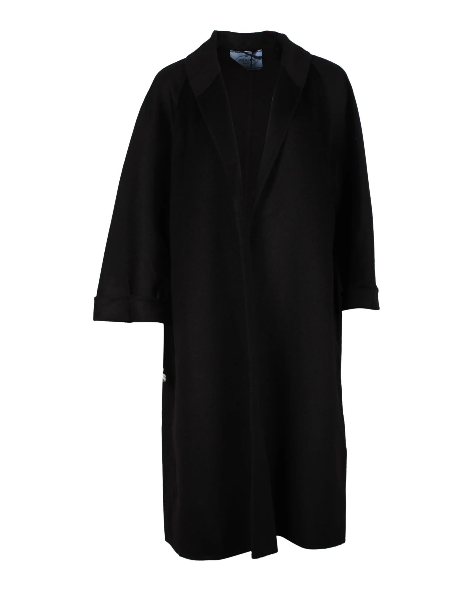 Prada Long Coat in Black Wool | Shop Simon