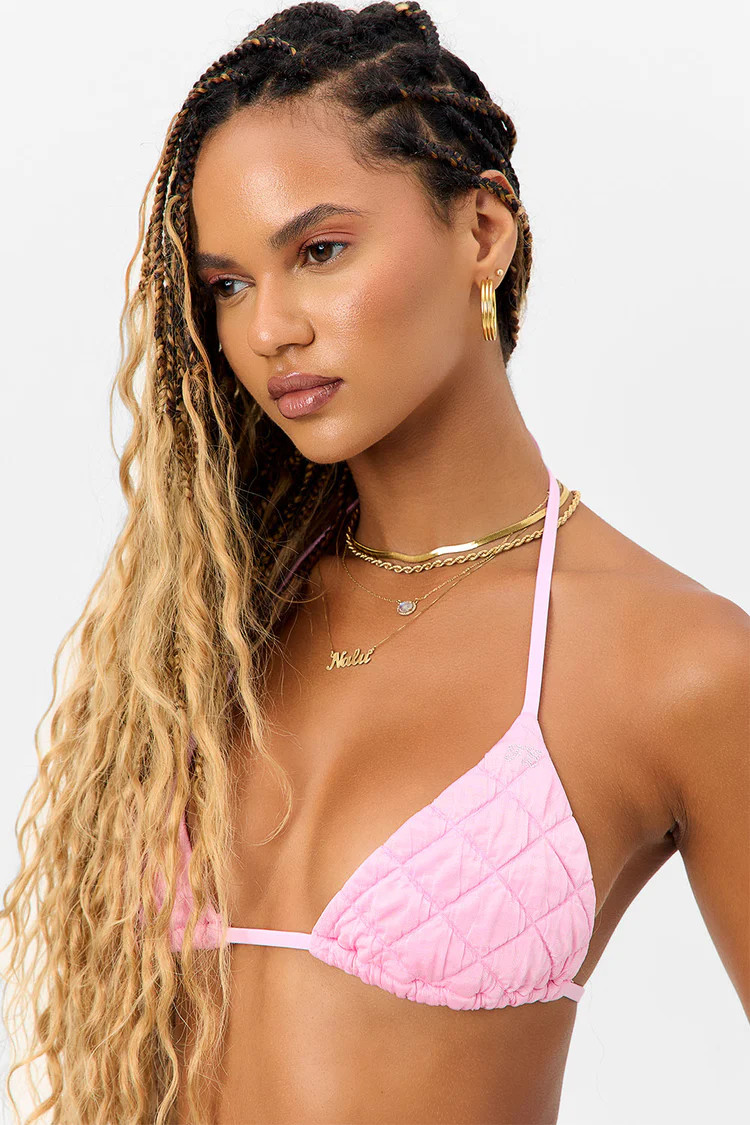 Tia String Triangle Bikini Top - Baby Pink | Frankies Bikinis