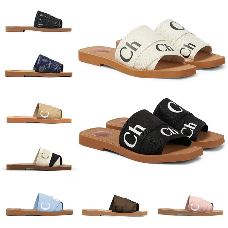 designer Woody sandals for women Mules flat slides sandal Light tan beige white black pink lace L... | DHGate
