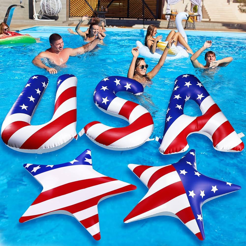 5 Pcs Patriotic Pool Party Decorations USA Flag Star and USA Letter Pool Floats Large 20'' 4th of... | Amazon (US)