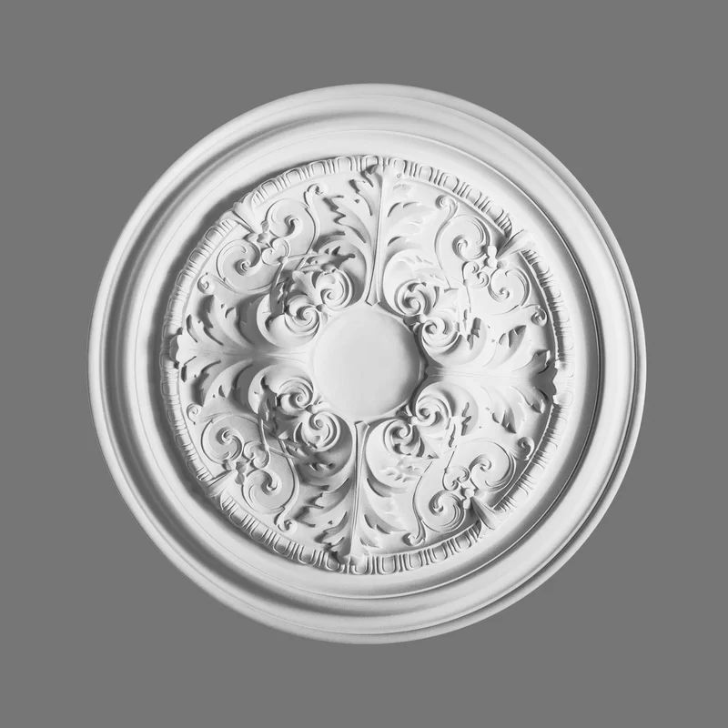 27-3/8 in x 27-3/8 in x 1-7/8 in Foliage and Flowers Primed White Polyurethane Ceiling Medallion | Wayfair North America