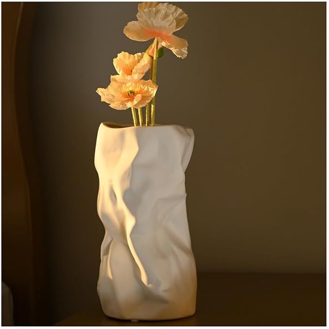 White Ceramic Vase Unique Vases, Vases Home Decor Flower Vase for Pampas Grass as Boho Deco, Vase... | Amazon (US)