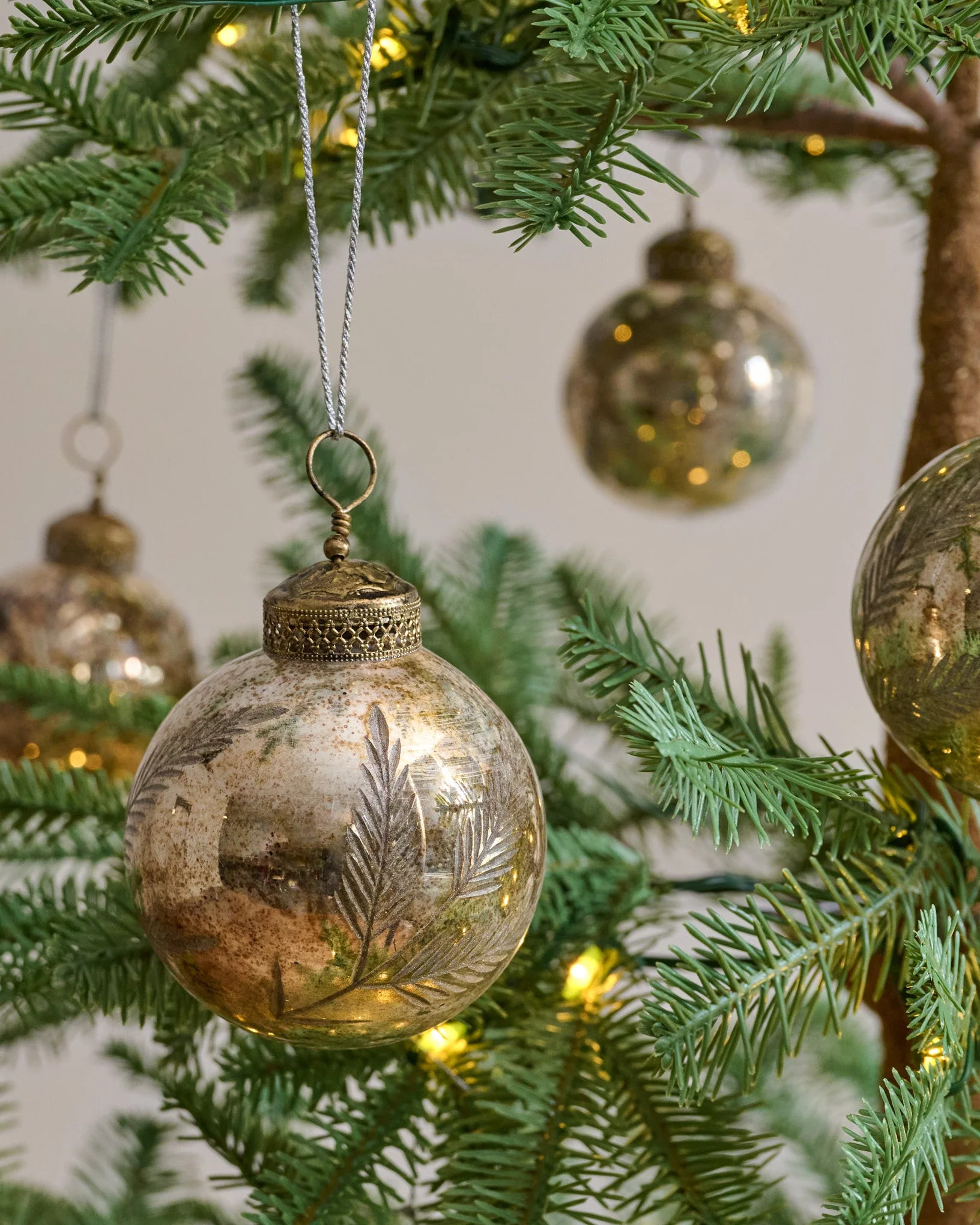 Burnished Etched Glass Ornaments, Set of 6 | Magnolia