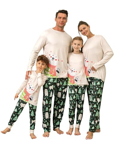 QUNISY Family Pajamas Christmas Matching Sets Xmas Family Pjs Set Couple Holiday Jammies Women/Men Festival Sleepwear Adult and Kids Bear 10T | Amazon (US)