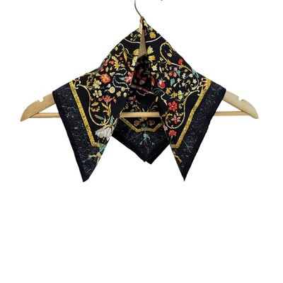 Auth HERMES Carre45/Petit Carre - Black Gold Multi Scarf  | eBay | eBay US