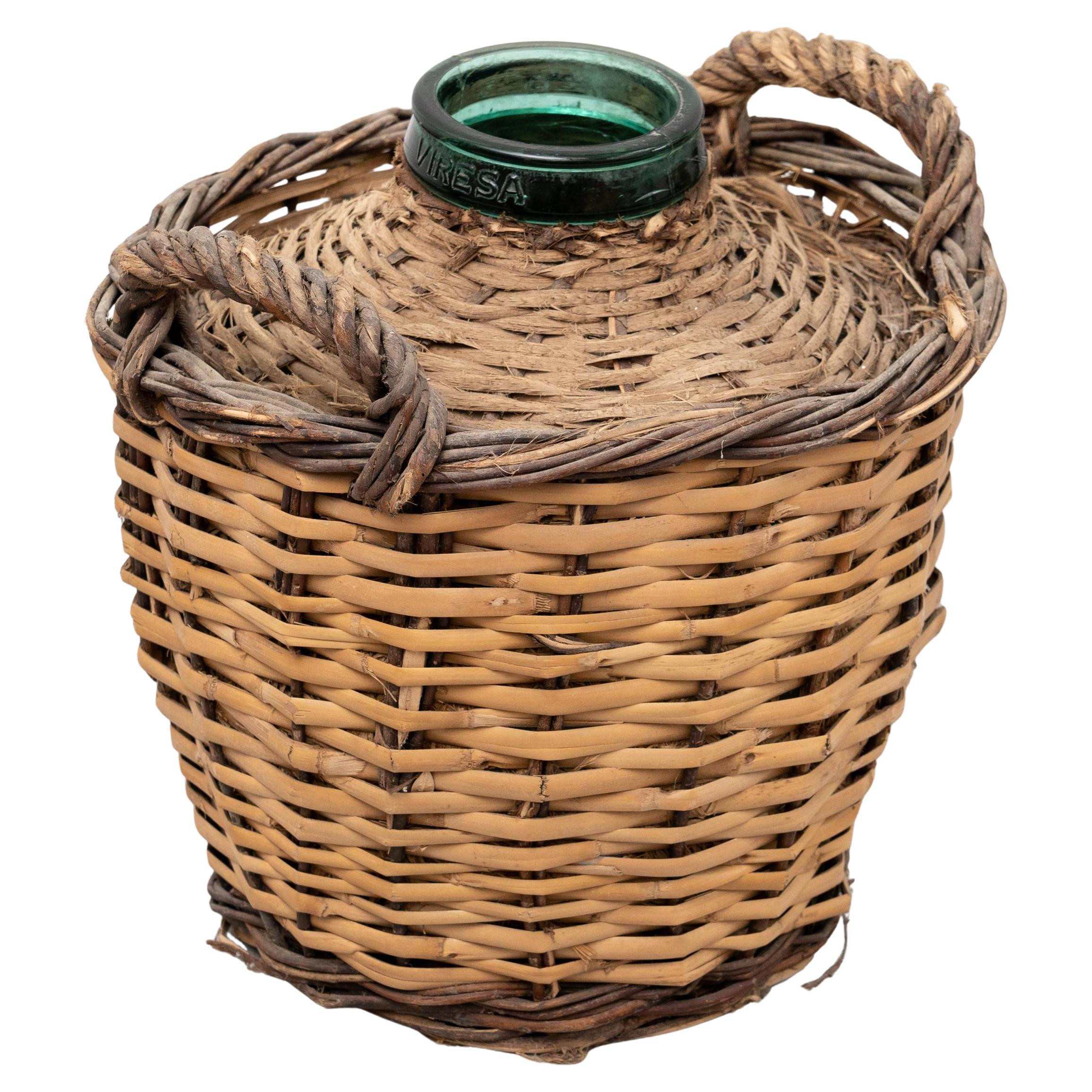Antique Vase with Wicker Basket – By Unknown Artist, Circa 1960 | 1stDibs