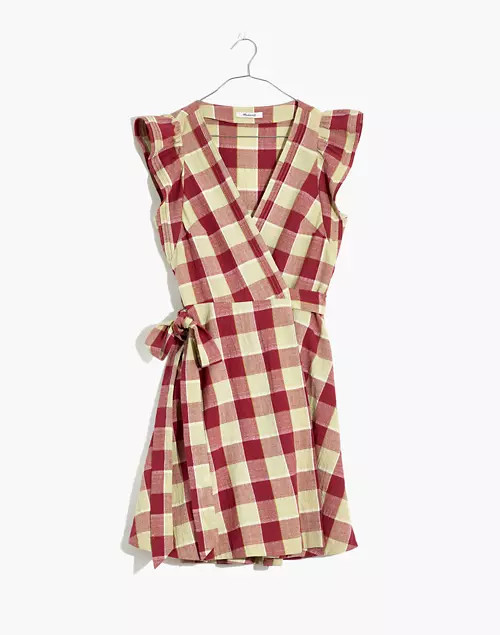 Gingham Ruffled Wrap Mini Dress | Madewell