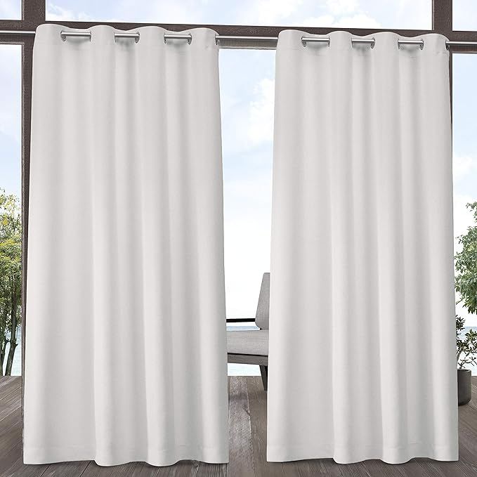 Exclusive Home Curtains Indoor/Outdoor Solid Cabana Grommet Top Curtain Panel Pair, 54x96, Vanill... | Amazon (US)