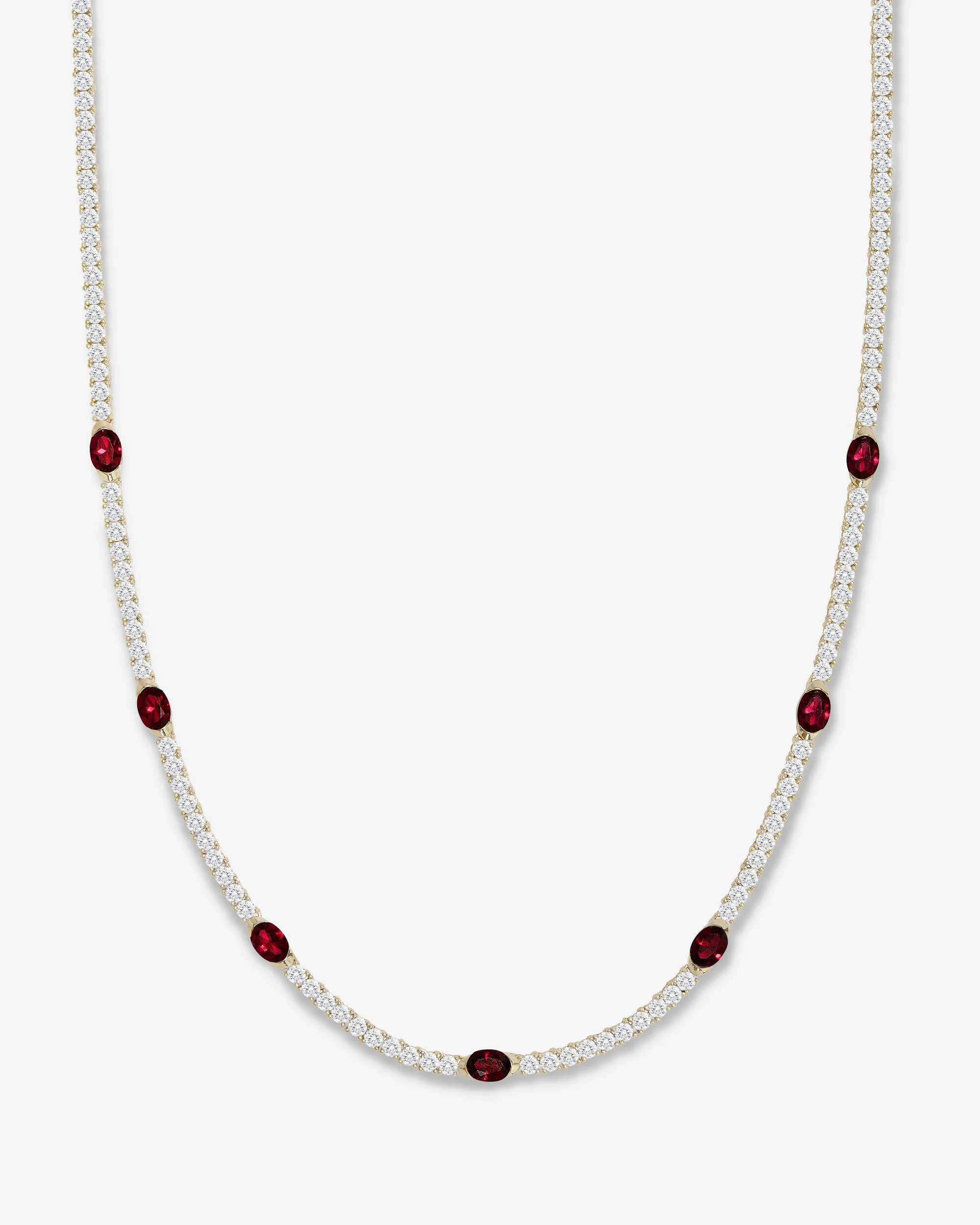 The Maven Gold Ruby Tennis Necklace | Horizon Setting | Melinda Maria Jewelry