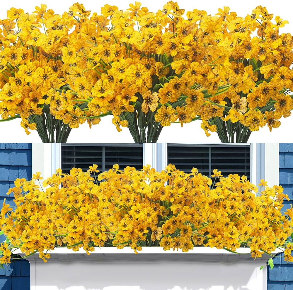 Grunyia 20 Bundles Artificial Flowers, Outdoor Indoor UV Resistant Fake Flowers No Fade Faux Plas... | Amazon (US)