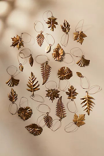 Leafy Brass Ornaments, Set of 24 | Anthropologie (US)