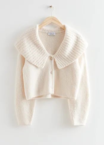 Collared Bouclé Knit Cardigan - White - Cardigans - & Other Stories US | & Other Stories US