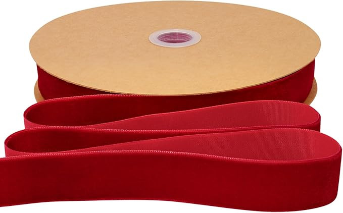 Red Velvet Ribbon 1 Inch × 25 Yards Ribbon for Gift Wrapping Christmas Wreath Bow DIY Sewing Pro... | Amazon (US)