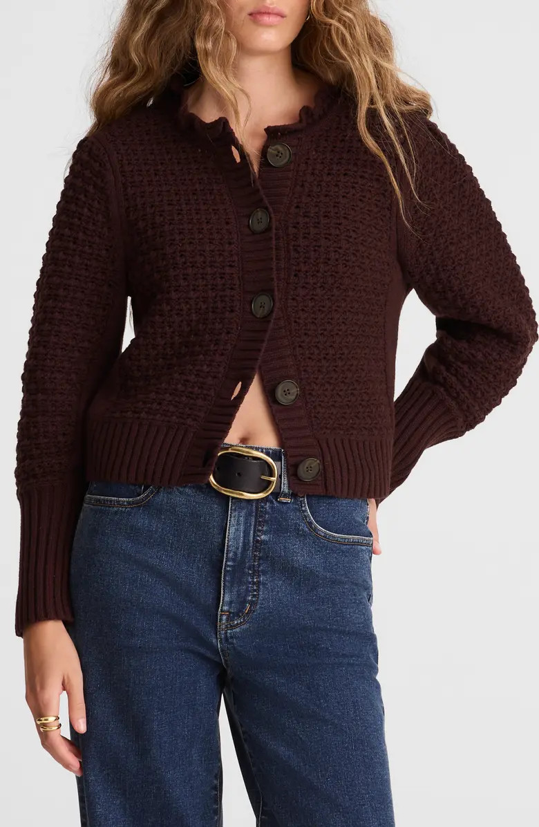 Scalloped Merino Wool Blend Cardigan | Nordstrom
