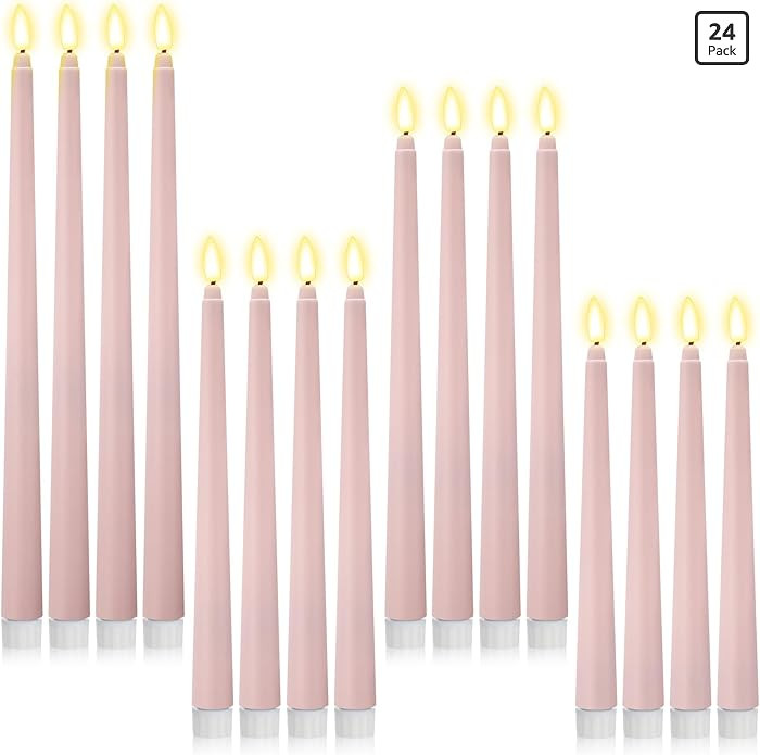 24 Pcs Flameless LED Taper Candles Battery Operated Candles 8.58'', 9.69'', 10.98'', 12.91'', 12.... | Amazon (US)