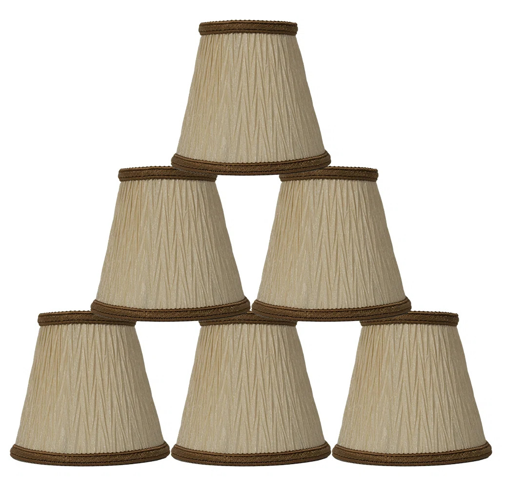 Bayou Breeze 4.5" H x 5" W Silk/Shantung Empire Candelabra Shade ( Clip On ) in Cream/Dark Gold | Wayfair | Wayfair North America