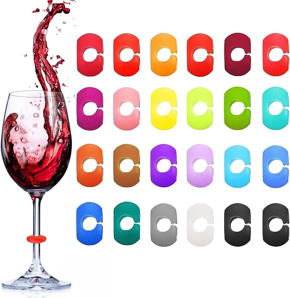 Maitys 24 Pieces Wine Glass Charms Markers Silicone Drink Markers for Wine Glass Champagne Flutes... | Amazon (US)