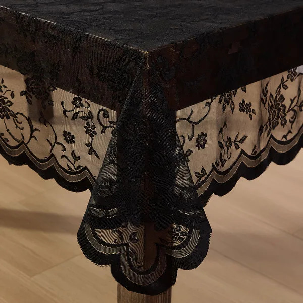 HLC.ME Harper Floral Lace Fabric Tablecloth, Wrinkle Resistant Table Cloth Square or Round Tables... | Bed Bath & Beyond