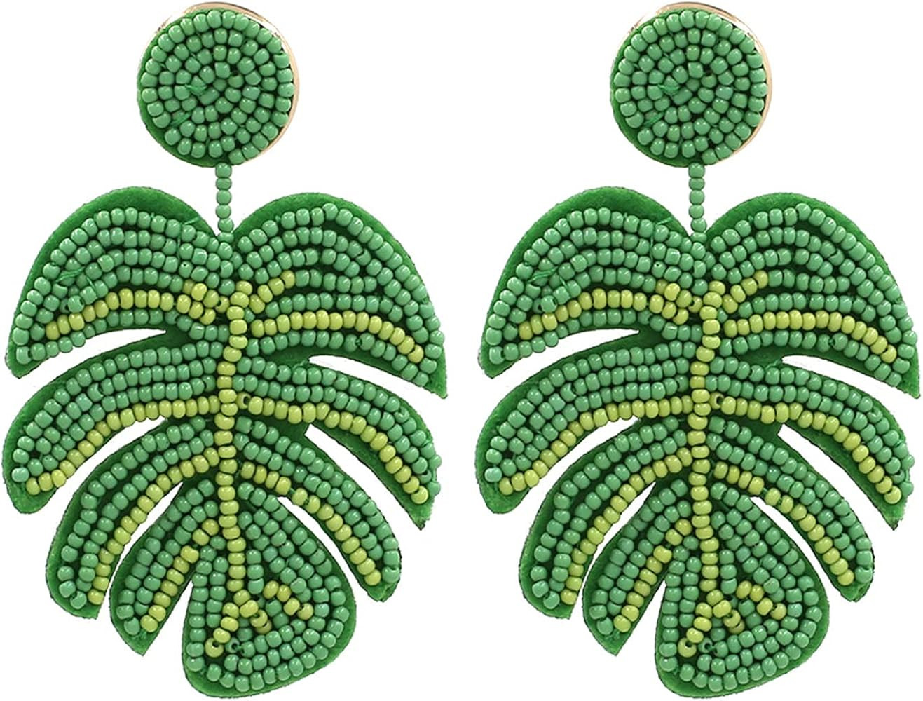 Multi-style Palm Leaf Earrings Handmade Bohemia Tree Seed Bead Braided Beaded Plant Leaves Statement | Amazon (US)
