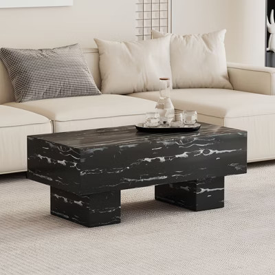 NicBex 43.3" Modern Minimalist Coffee Table,Rectangular End Table,MDF Center Table for Living Room,Apartment,Black Marble Texture | Target